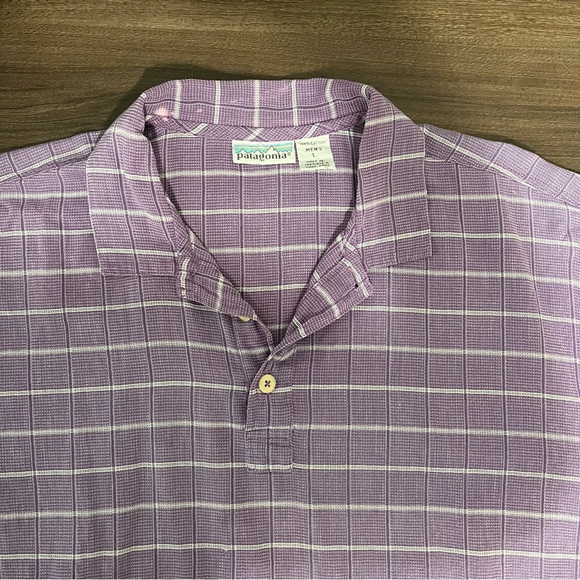 *SOLD* Patagonia Vintage Purple Plaid Short Sleeve Polo Shirt - Picture 5 of 9